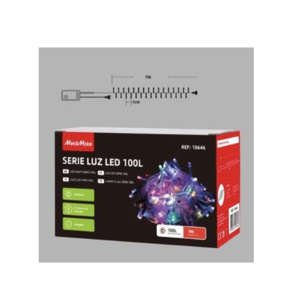 LUCES MULTICOLOR LED DE NAVIDAD 100 LUCES CABLE TRANSPARENTE IRM-10646